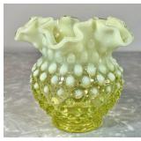 Fenton Topaz opalescent hobnail vase