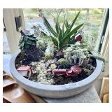 Plastic planter bowl & contents w/live plants