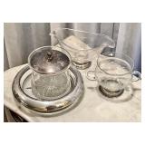 4 sterling-rimmed glass items