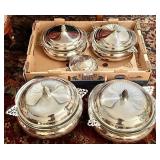 Set of 5 silverplate lidded serving dishes
