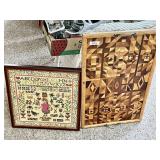 Needlepoint sampler and marquetry tray