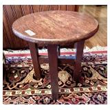 Antique round wood stool 14" x 16" tall