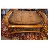 Rattan ottoman w/cushion 19" x 27" x 8" tall