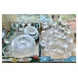 2 flats of clear glassware