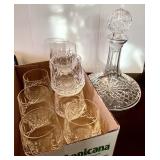 Waterford crystal decanter and 8 glasses