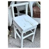 White wicker plant stool 20" tall