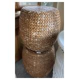 Pair of rattan garden stools
