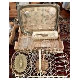 Large flat with heavy silverplate tray,