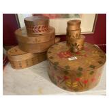 Wooden stenciled boxes and cake cover