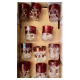 11 ruby flash cut glass 4" glasses