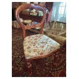 Antique balloon back parlor chair w/cloth seat