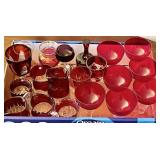 Flat of ruby flash glassware