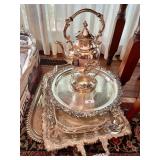 Heavy silverplate lot w/trays, coffee server