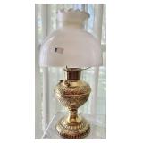Antique brass oil lamp converted to electric