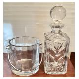 Lead crystal decanter & Baccarat ice bucket