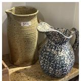 Spongeware pitcher, studio pottery pitcher