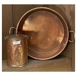15" copper pan and 8" copper canister