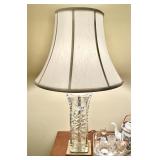 Etched crystal table lamp