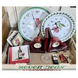 Flat with clock bookends, wall clock,