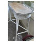 Wicker side table with wood top