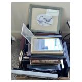 Box of picture frames and prints