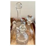 4 antique glass decanters
