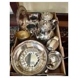 Flat of silverplate serving pieces