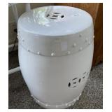 White ceramic garden stool