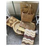 Large flat of cutting boards and basket