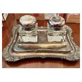 Antique silverplate ink stand