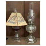 2 antique oil lamps