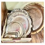 Lot of heavy silverplate trays