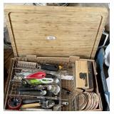 Large cutting board, flat of kitchen gadgets