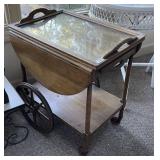 Oak tea cart with tray top