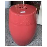 Red ceramic garden stool