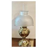 Antique brass oil lamp converted to electric