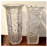 2 cut crystal vases 12" tall