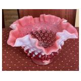 Fenton hobnail cranberry opalescent bowl