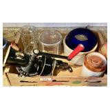 Flat with newer coffee grinder, old salt jar,
