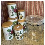 Portmeirion canister set and plastic canister