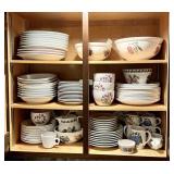 Upper cabinet w/Portmeirion & Apilco dishes