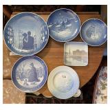 6 Bing & Grondahl blue porcelain dishes