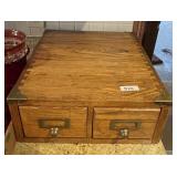 2-drawer oak file with brass corners