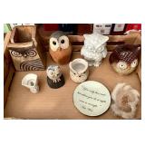 Flat of owl figures