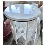 White marble top wicker table