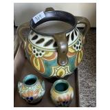 3 pieces of Dutch Gouda pottery