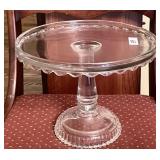 Antique glass cake stand --10.5" dia x 8" tall