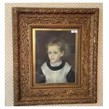 Renoir print in antique ornate gold frame