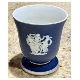 Wedgwood dark blue jasperware vase 4" tall
