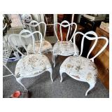 4 metal chairs painted white